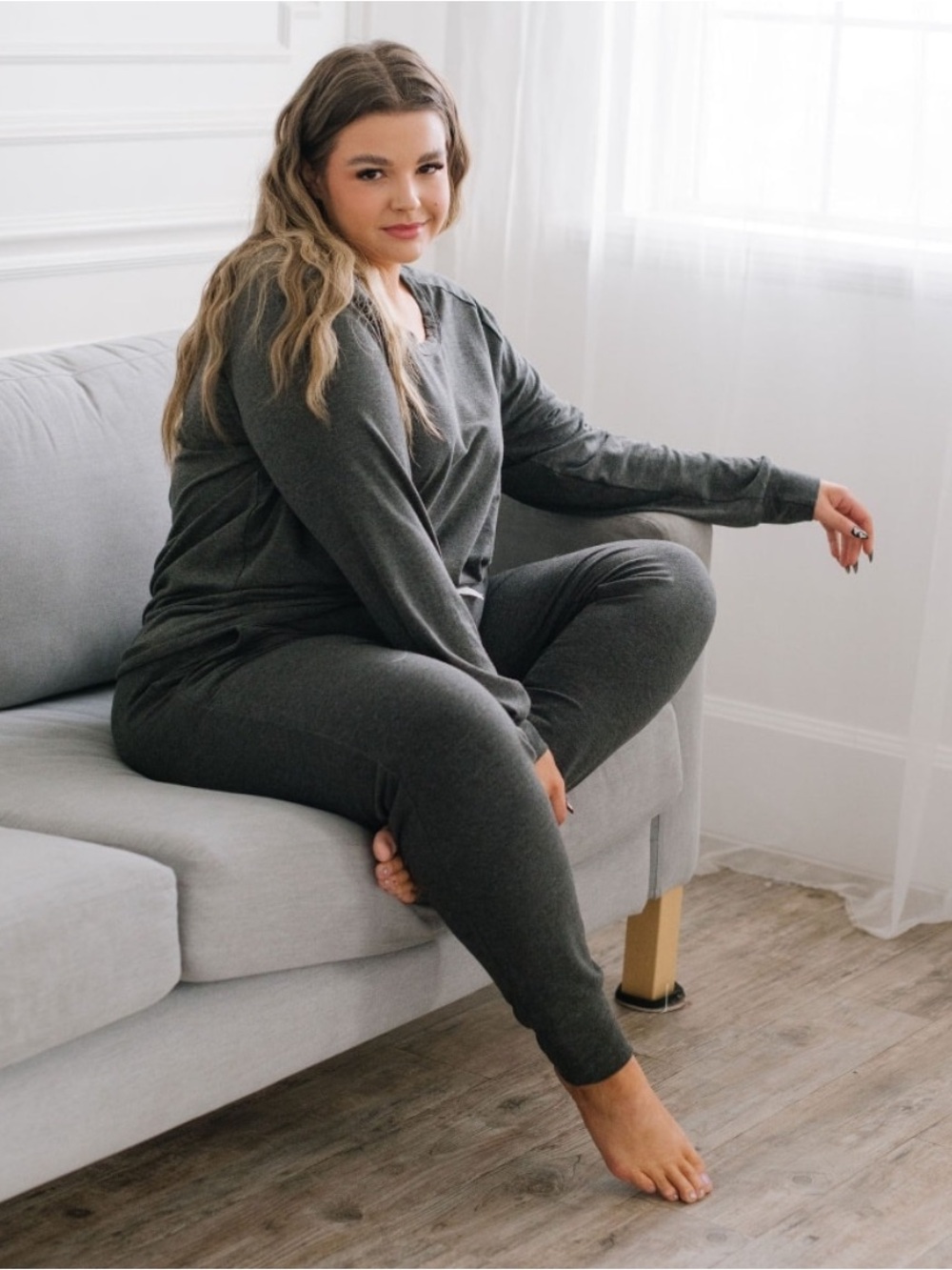 Brok boys Romper jumpsuit grey long sleeve pockets loungewear comfy cozy bamboo